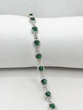 PULSERA CUADRO VERDE ENLACES - PLATA .925