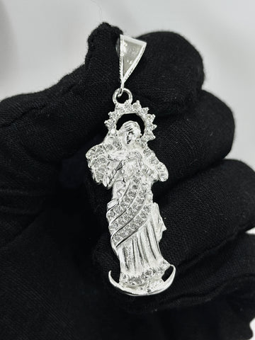 DIJE VIRGEN DESATANUDOS CON PIEDRA ZIRCONIA - PLATA .925