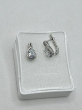 ARETE ZIRCONIA OVAL CON BISEL ZIRCONIA GOTA - PLATA .925
