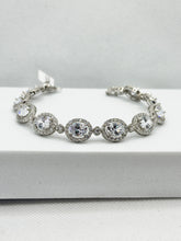 PULSERA OVAL ZIRCONIA CON ENLACES - PLATA .925