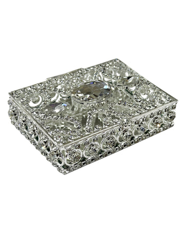 COFRE CAJA PARA ARRAS PIEDRA CENTRAL GRANDE - PLATEADO