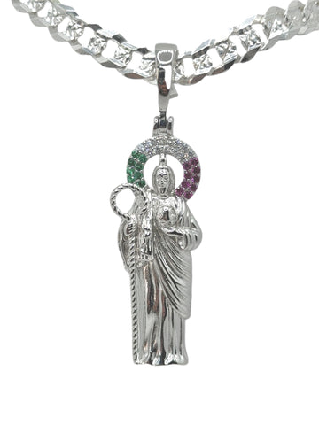 DIJE SAN JUDAS TADEO COMPLETO 3D ITALY - PLATA .925