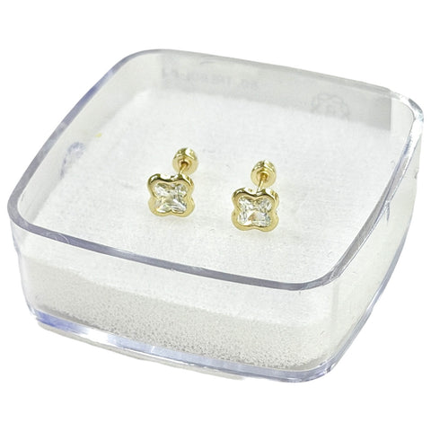 BROQUEL TREBOL VC ZIRCONIA - ORO 10K