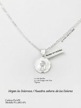 CADENA CON MEDALLA VIRGEN NUESTRA SEÑORA DE LOS DOLORES / LA DOLOROSA - PLATA .925