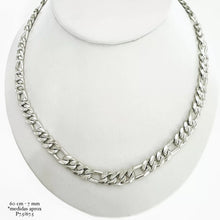 CADENA FÍGARO CART 3X1 - 7.5 mm - 60 cm H. MANO - PLATA .925
