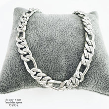 CADENA FÍGARO CART 3X1 - 7.5 mm - 60 cm H. MANO - PLATA .925