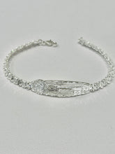 PULSERA PLACA LLAVE SAN BENITO - PIEDRA BLANCA - PLATA .925