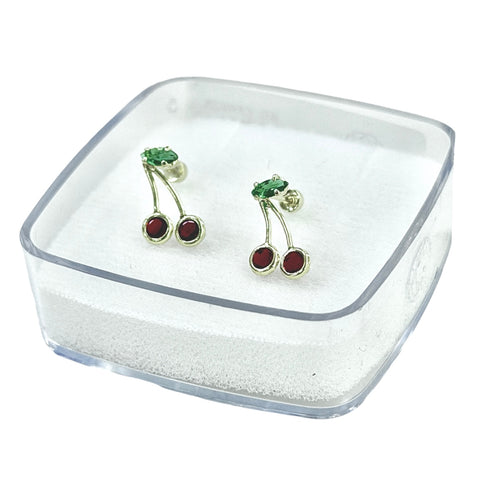 BROQUEL CEREZA ZIRCONIAS - TAMAÑO 2 - ORO 10K