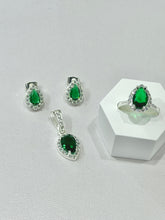 SET / JUEGO 3 PZAS - HALO GOTA  - VERDE - PLATA .925