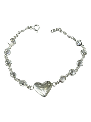 PULSERA CORAZÓN INFLADO 3D - PLATA .925