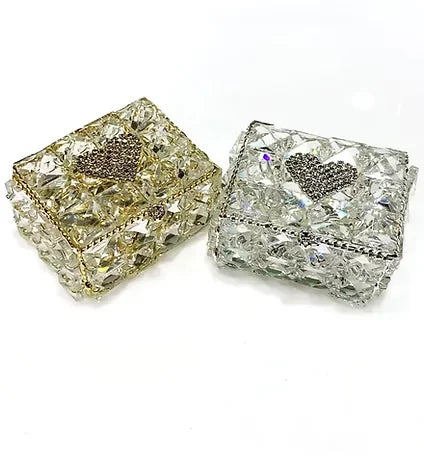 COFRE PARA ARRAS CON CRISTAL CUADRO Y CORAZÓN.