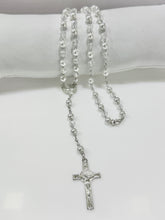 ROSARIO CRISTAL CON PERLA - PLATEADO