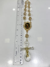 MISTERIO JUMBO CRISTAL HONEY CON CRUCERO VINTAGE VIRGEN GUADALUPE Y CRISTO GOTA