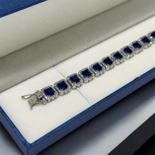 PULSERA CUADROS ZIRCONIA AZUL CONTORNO BLANCO / ORO BLANCO - ORO 10K