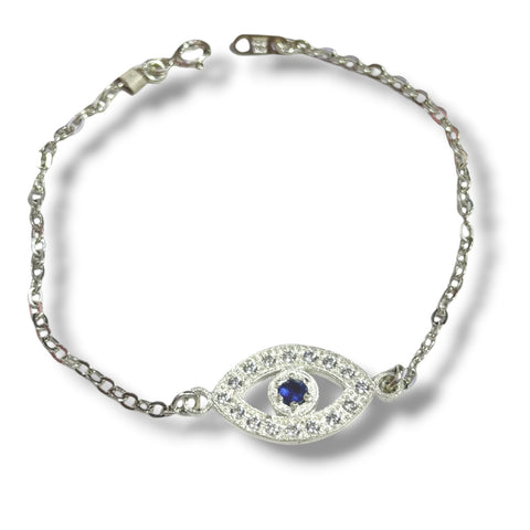 PULSERA OJO ZIRCONIAS - PLATA .925 - AZUL