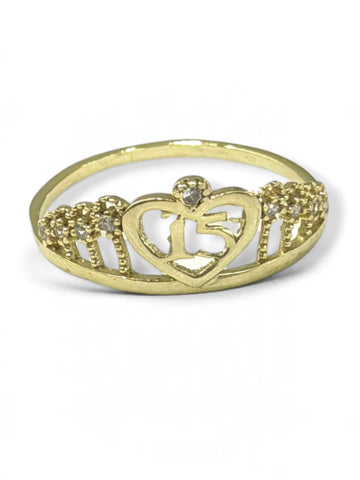 ANILLO 15 AÑOS - CORONA - ORO 10K