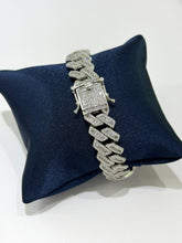 PULSO BARBADO EDGE BAGUETE ZIRCONIA - 21 CM x 1.4 CM PLATA .925