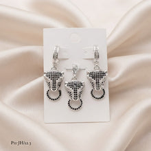SET / JUEGO PANTERA CON ZIRCONIA NEGRA - PLATA .925