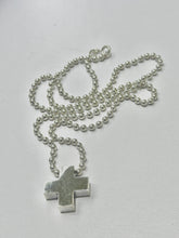 CADENA BOLEADA CON DIJE CRUZ TAMBOREADA - PLATA .925