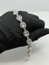 PULSERA OVAL ZIRCONIA CON ENLACES - PLATA .925