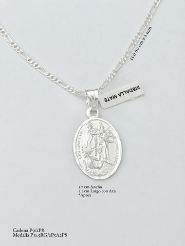 CADENA CON MEDALLA SAN MARTIN CABALLERO - PLATA .925