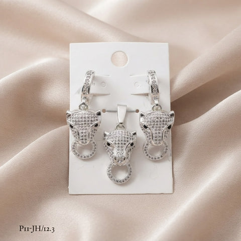 SET / JUEGO PANTERA CON ZIRCONIA - PLATA .925