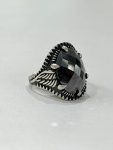 ANILLO PIEDRA NEGRA ALAS DE ÁNGEL - PLATA .925