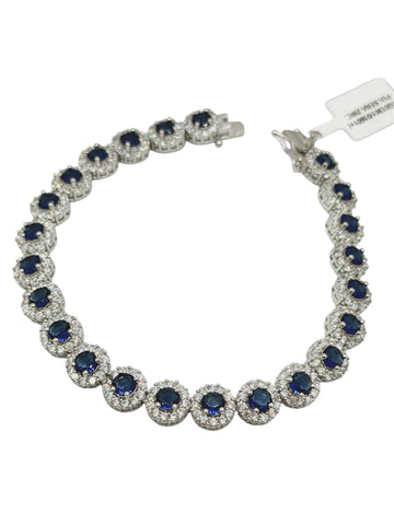 PULSERA CIRCULOS ZIRCONIA AZUL - PLATA .925
