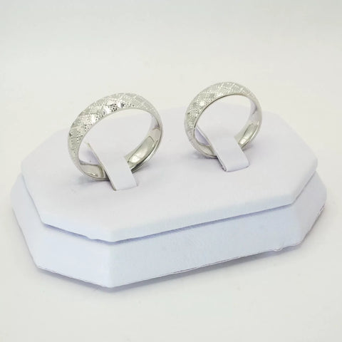 ARGOLLAS ORO BLANCO CUADRÍCULA PUNTEADA - ORO 14K