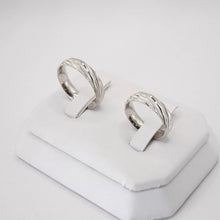 ARGOLLAS ORO BLANCO - DIAMANTADO LÍNEAS TRANSVERSALES - ORO 14K