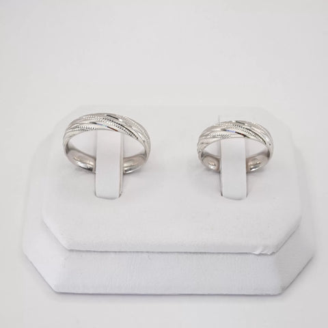 ARGOLLAS ORO BLANCO - DIAMANTADO LÍNEAS TRANSVERSALES - ORO 14K