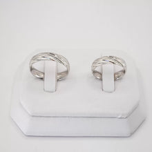 ARGOLLAS ORO BLANCO - DIAMANTADO LÍNEAS TRANSVERSALES - ORO 14K