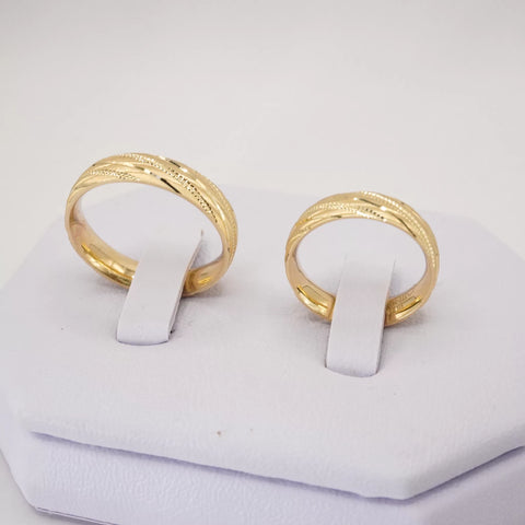 ARGOLLAS ORO AMARILLO - DIAMANTADO LÍNEAS TRANSVERSALES - ORO 14K