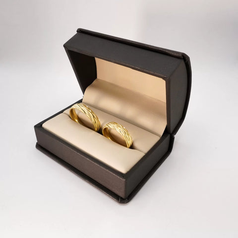 ARGOLLAS ORO AMARILLO - DIAMANTADO LÍNEAS TRANSVERSALES - ORO 14K