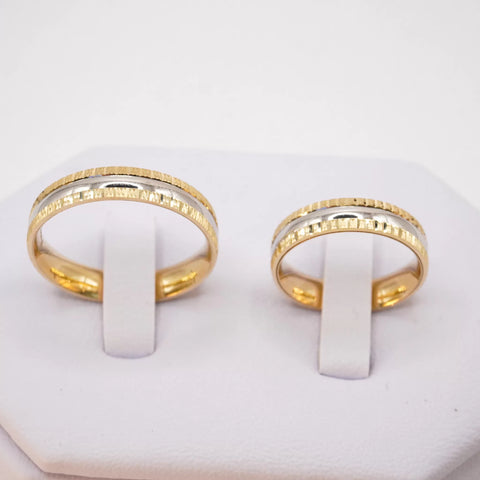 ARGOLLAS BI COLOR - CENTRO BLANCO Y MARGEN AMARILLO CUADRICULADO - ORO 14K
