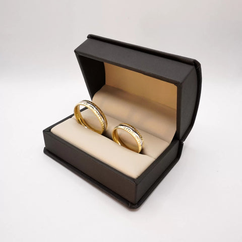 ARGOLLAS BI COLOR - CENTRO BLANCO Y MARGEN AMARILLO CUADRICULADO - ORO 14K