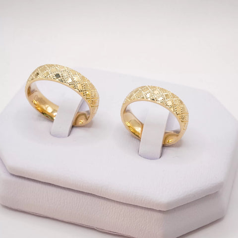 ARGOLLAS ORO AMARILLO - CUADRÍCULA PUNTEADA - ORO 14K