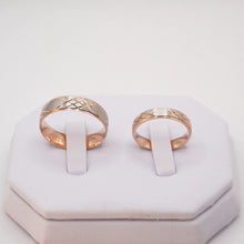 ARGOLLAS BI COLOR - BLANCO MATE CON LÍNEAS CRUZADAS ROSA - ORO 14K