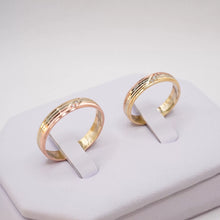 ARGOLLAS ORO FLORENTINO - LINEA DIAGONAL CON 3 ZIRCONIAS - ORO 10K