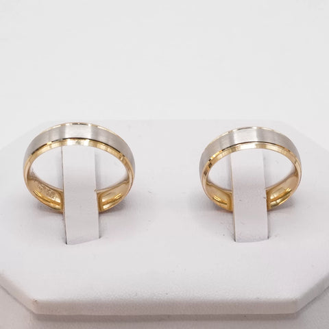 ARGOLLAS BI COLOR - MATE BLANCO CON MARGEN AMARILLO - ORO 14K