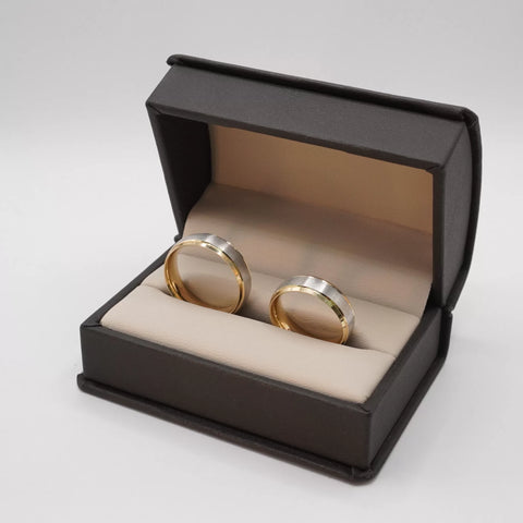 ARGOLLAS BI COLOR - MATE BLANCO CON MARGEN AMARILLO - ORO 14K