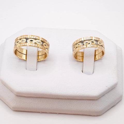 ARGOLLAS BI COLOR - BLANCO Y AMARILLO GRABADO INFINITO - ORO 14K
