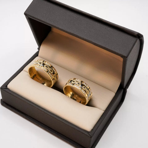 ARGOLLAS BI COLOR - BLANCO Y AMARILLO GRABADO INFINITO - ORO 14K