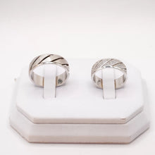 ARGOLLAS ORO BLANCO - RESAQUE LÍNEAS DIAGONALES - ORO 14K