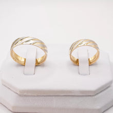 ARGOLLAS BI COLOR - LÍNEAS DIAGONALES BLANCO MATE Y AMARILLA LISA - ORO 14K