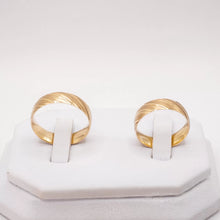 ARGOLLAS ORO AMARILLO - LÍNEAS DIAGONALES MATE Y LISA - ORO 14K