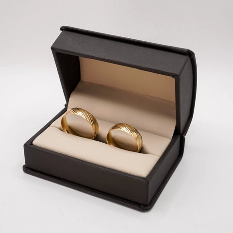 ARGOLLAS ORO AMARILLO - LÍNEAS DIAGONALES MATE Y LISA - ORO 14K