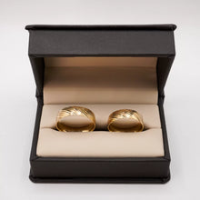 ARGOLLAS ORO AMARILLO - LÍNEAS DIAGONALES MATE Y LISA - ORO 14K