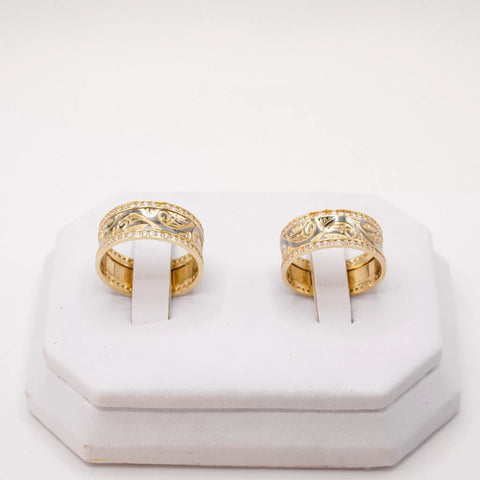 ARGOLLAS BI COLOR - DISEÑO VINTAGE BLANCO Y AMARILLO - ORO 14K