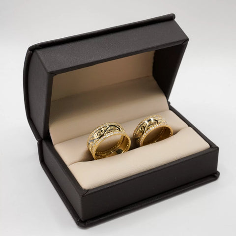 ARGOLLAS BI COLOR - DISEÑO VINTAGE BLANCO Y AMARILLO - ORO 14K